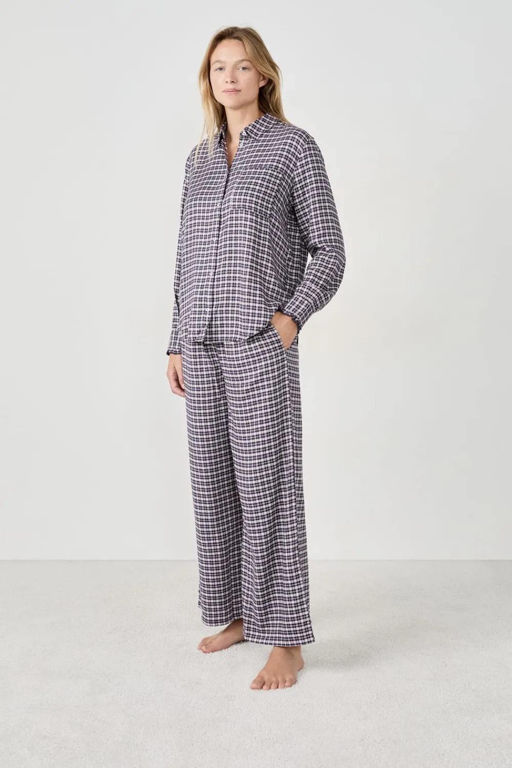 Hot ETAM Camisa de pijama a cuadros AZUL NOCHE