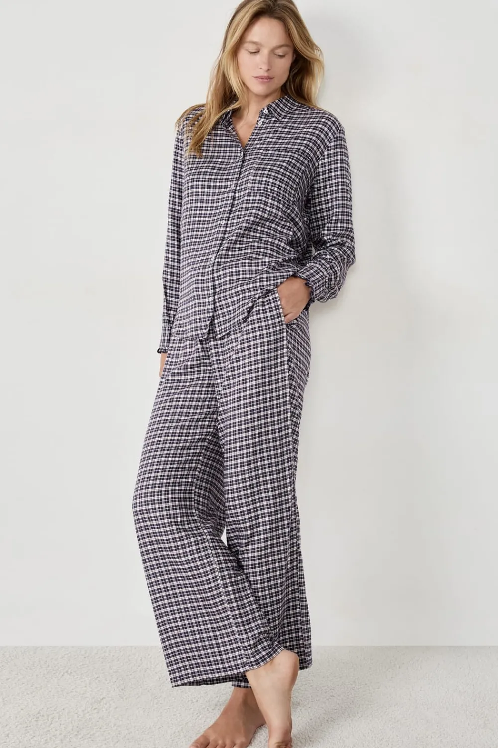 Hot ETAM Camisa de pijama a cuadros AZUL NOCHE