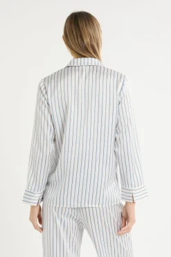 Hot ETAM Camisa de pijama a rayas de satén IMP FD marino