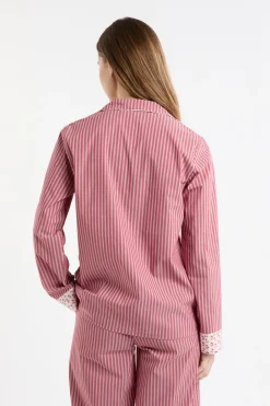 ETAM Camisa de pijama a rayas con algodón ROSA EMPOLVADO