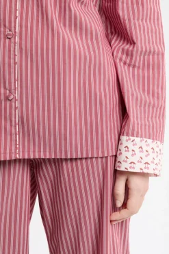ETAM Camisa de pijama a rayas con algodón ROSA EMPOLVADO