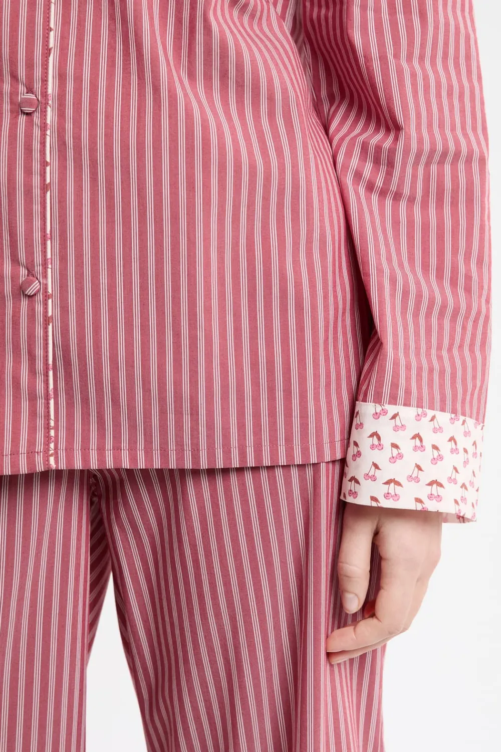 ETAM Camisa de pijama a rayas con algodón ROSA EMPOLVADO