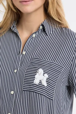 Clearance ETAM Camisa de pijama a rayas con estampado de perros marino