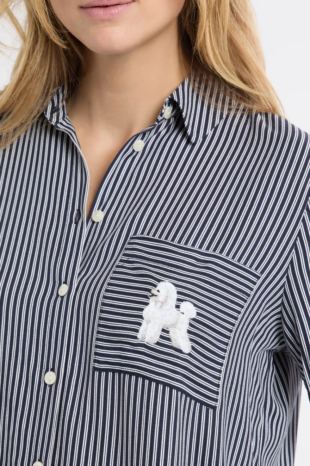 Clearance ETAM Camisa de pijama a rayas con estampado de perros marino