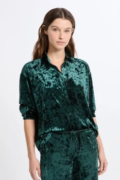 New ETAM Camisa de pijama con efecto terciopelo ESMERALDA