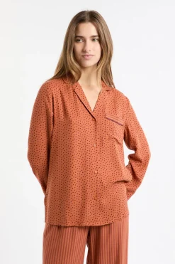 Sale ETAM Camisa de pijama con estampado de corazones MARRÓN