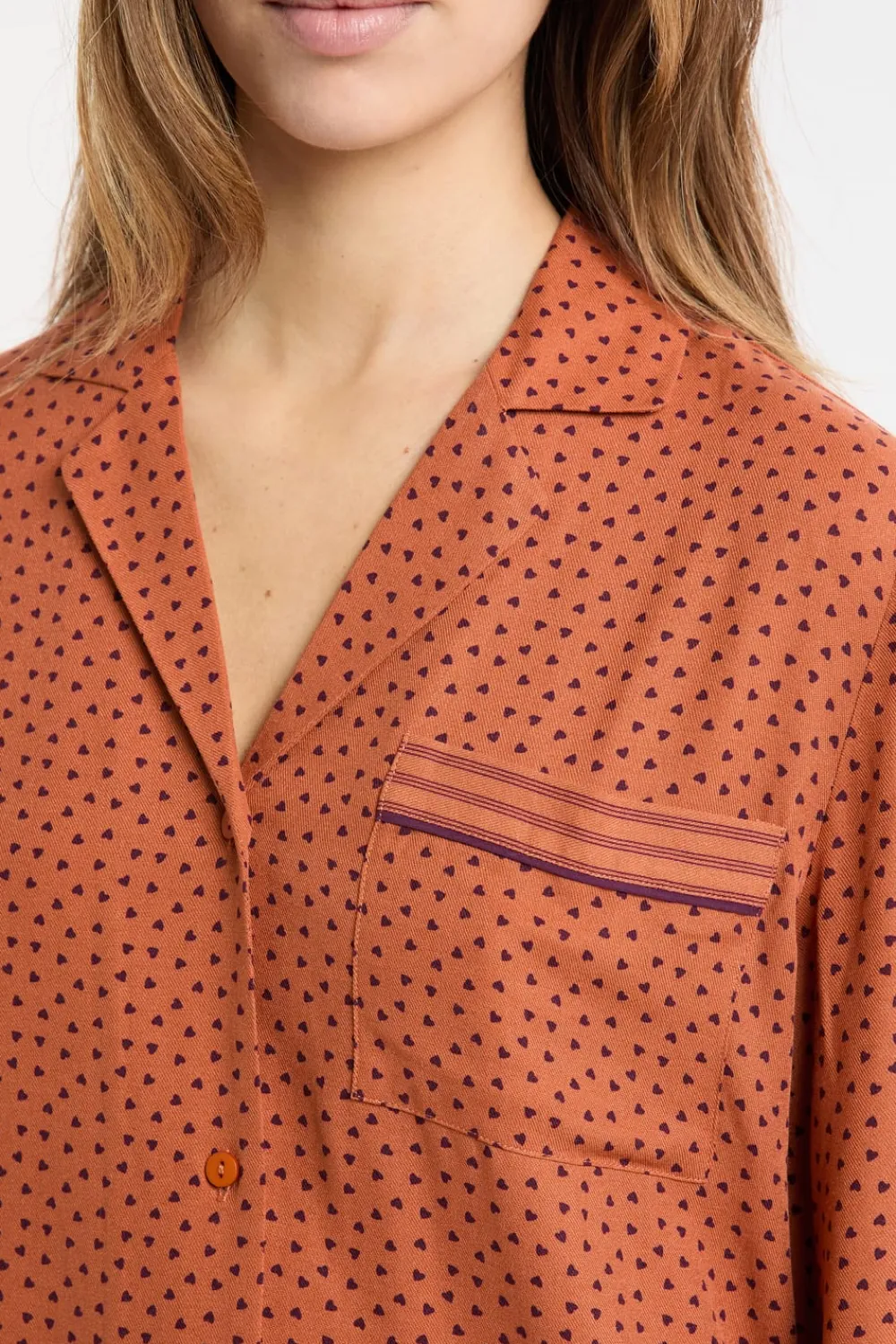 Sale ETAM Camisa de pijama con estampado de corazones MARRÓN