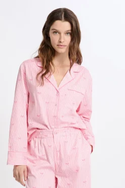 New ETAM Camisa de pijama de algodón estampada ROSA