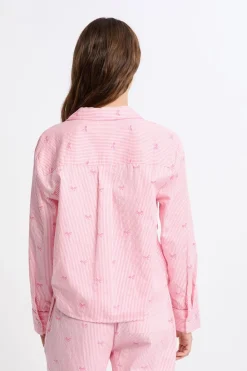 New ETAM Camisa de pijama de algodón estampada ROSA