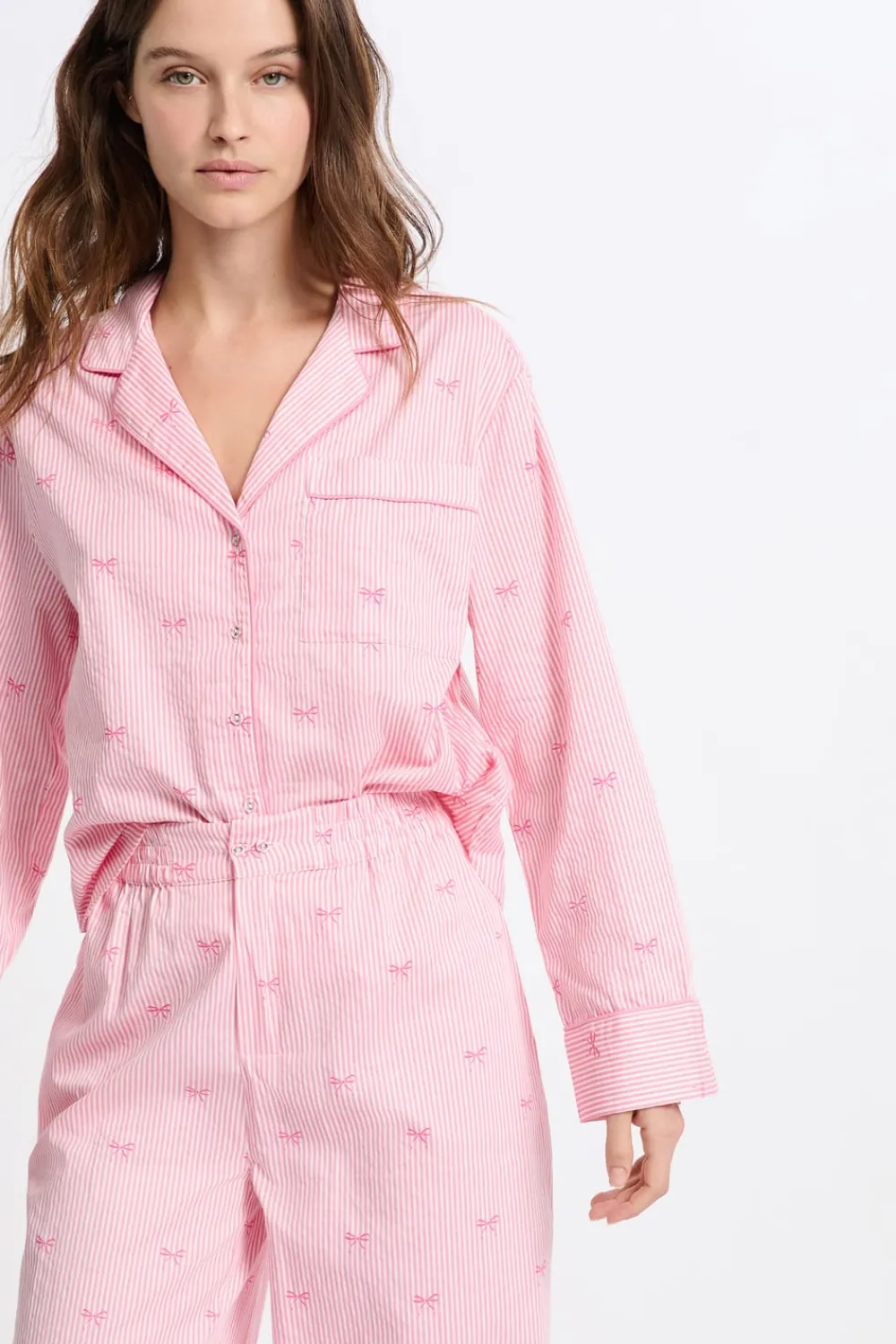 New ETAM Camisa de pijama de algodón estampada ROSA