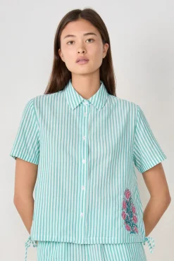 Outlet ETAM Camisa de pijama de algodón a rayas VERDE