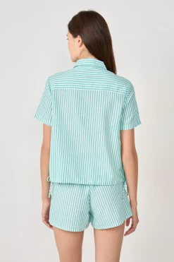 Outlet ETAM Camisa de pijama de algodón a rayas VERDE