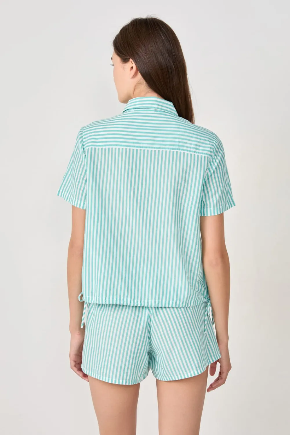 Outlet ETAM Camisa de pijama de algodón a rayas VERDE