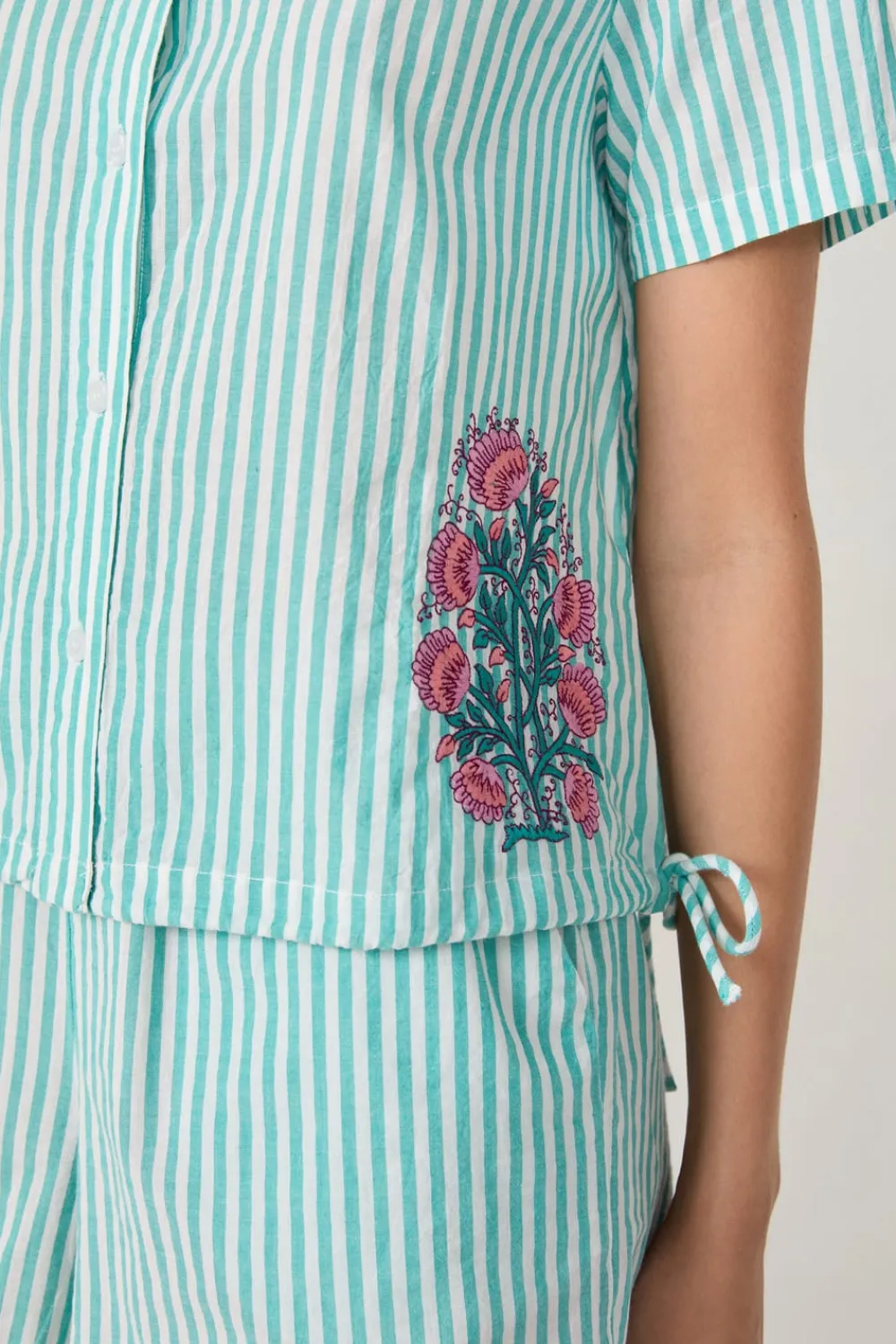 Outlet ETAM Camisa de pijama de algodón a rayas VERDE