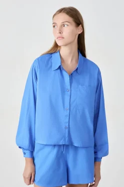 ETAM Camisa de pijama de algodón AZUL ROYAL