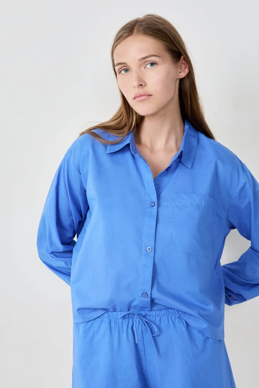 ETAM Camisa de pijama de algodón AZUL ROYAL