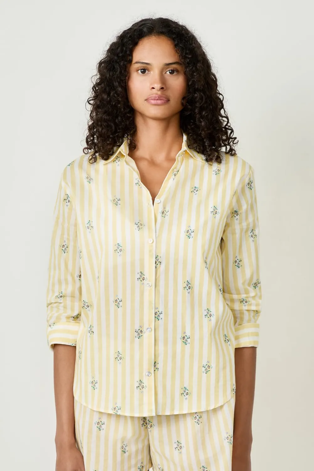 Best ETAM Camisa de pijama de algodón estampada AMARILLO