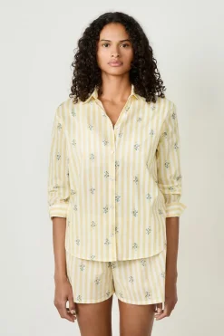 Best ETAM Camisa de pijama de algodón estampada AMARILLO