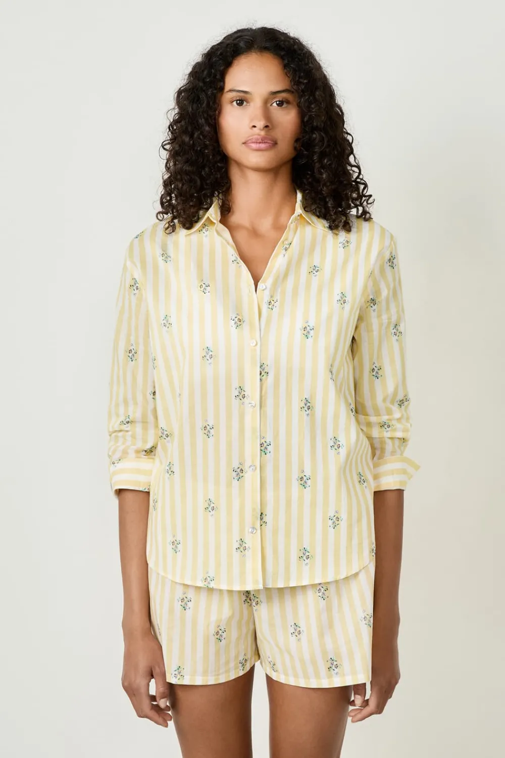 Best ETAM Camisa de pijama de algodón estampada AMARILLO