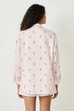 ETAM Camisa de pijama de algodón estampada ROSA CLARO