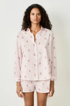 ETAM Camisa de pijama de algodón estampada ROSA CLARO