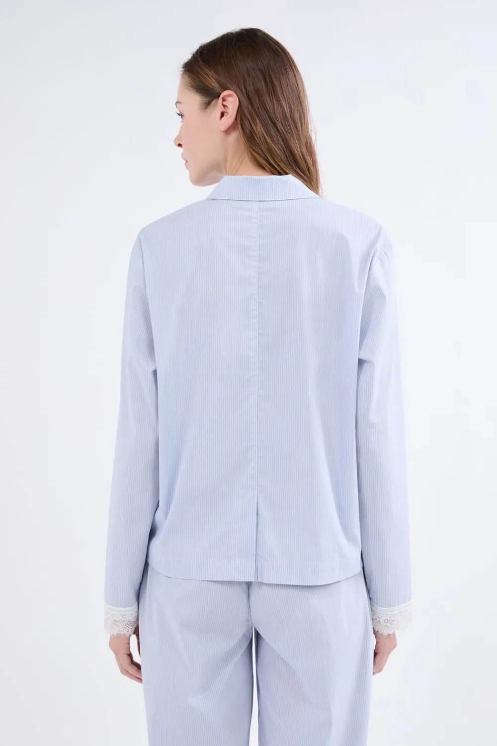 New ETAM Camisa de pijama de manga larga a rayas AZUL