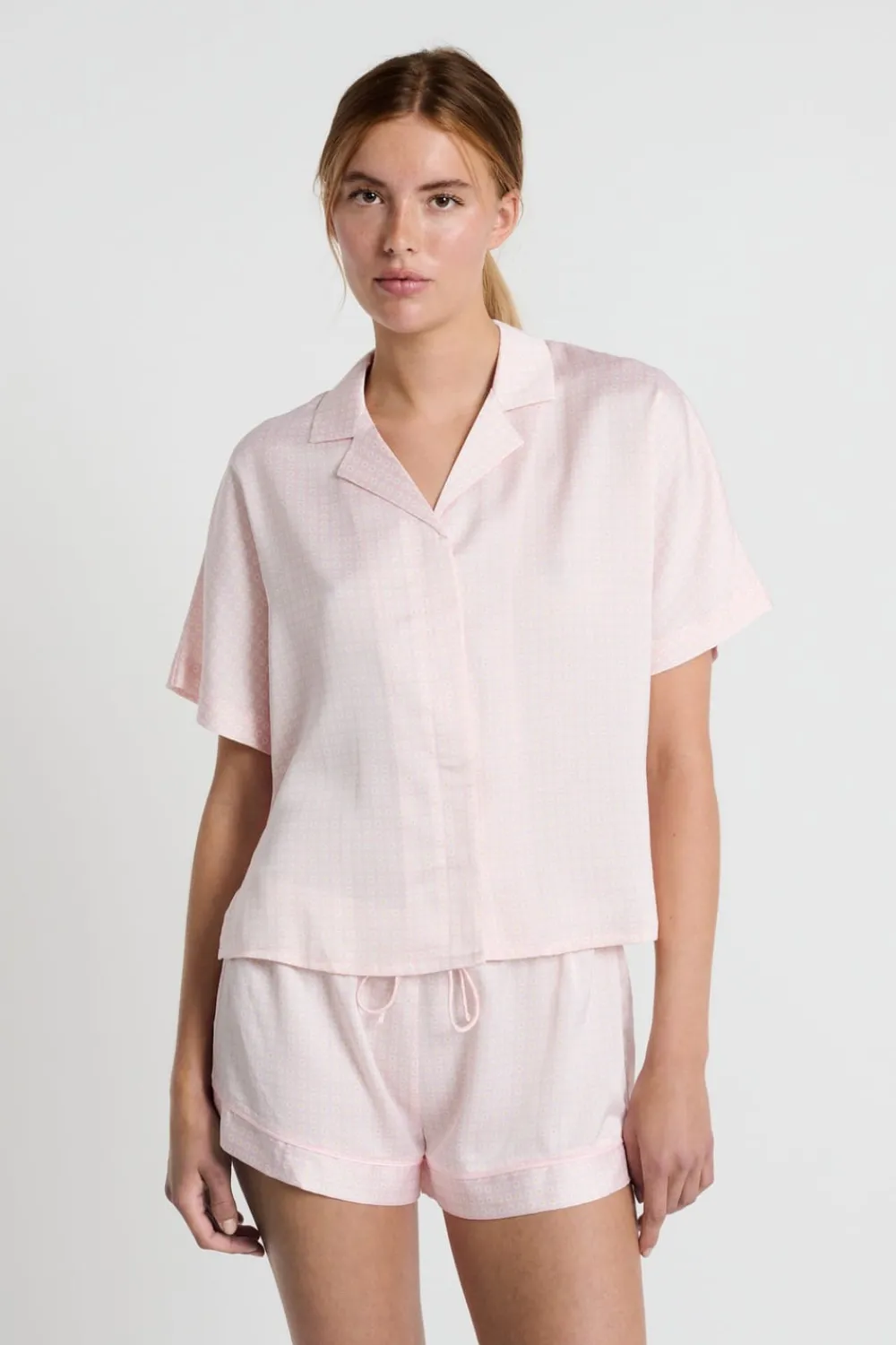 Discount ETAM Camisa de pijama de manga corta estampada ESTAMPADO FONDO ROSA