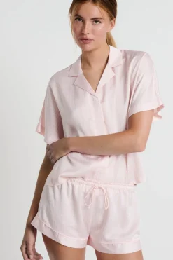 Discount ETAM Camisa de pijama de manga corta estampada ESTAMPADO FONDO ROSA