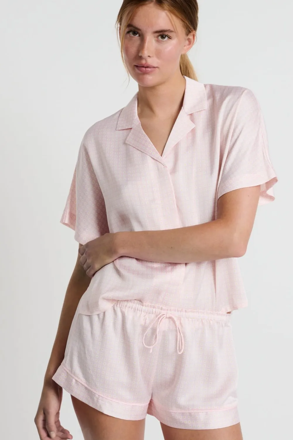 Discount ETAM Camisa de pijama de manga corta estampada ESTAMPADO FONDO ROSA