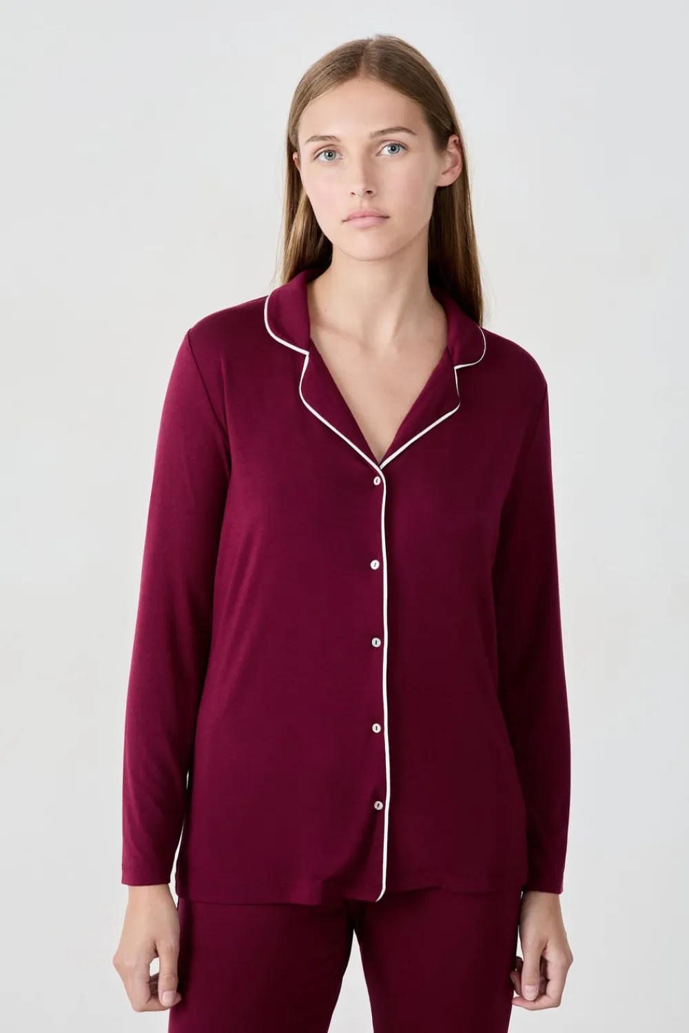 ETAM Camisa de pijama de manga larga BURDEOS GRANATE