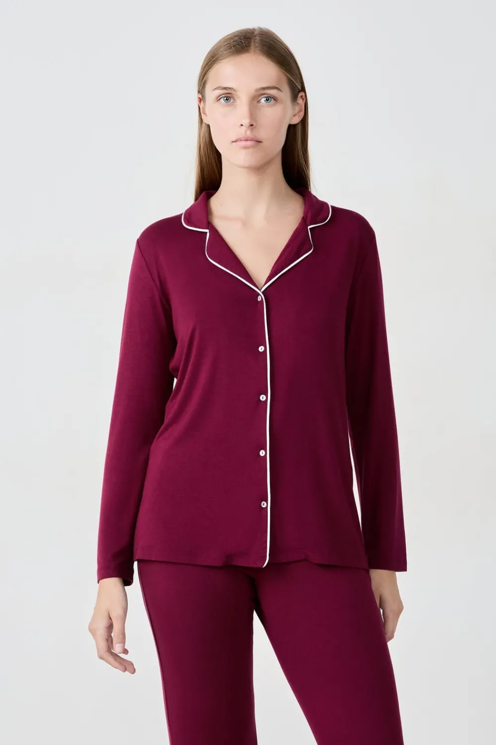 ETAM Camisa de pijama de manga larga BURDEOS GRANATE
