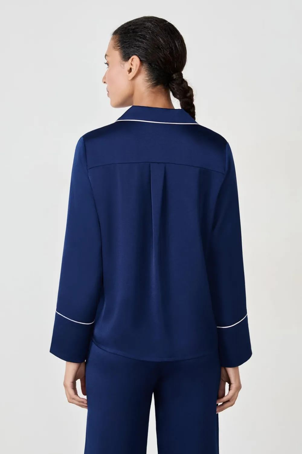 Outlet ETAM Camisa de pijama de manga larga satinada AZUL MARINO