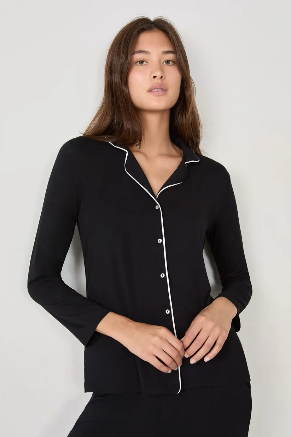 Best ETAM Camisa de pijama de manga larga NEGRO