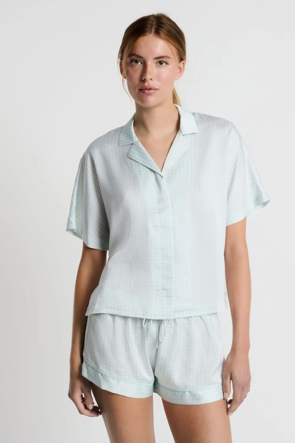 Discount ETAM Camisa de pijama de manga corta estampada ESTAMPADO FONDO VERDE