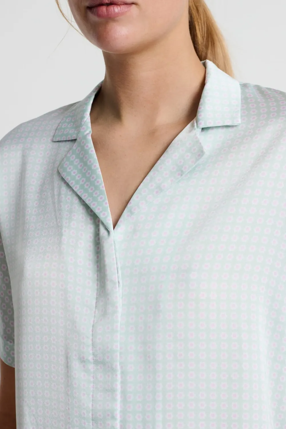 Discount ETAM Camisa de pijama de manga corta estampada ESTAMPADO FONDO VERDE