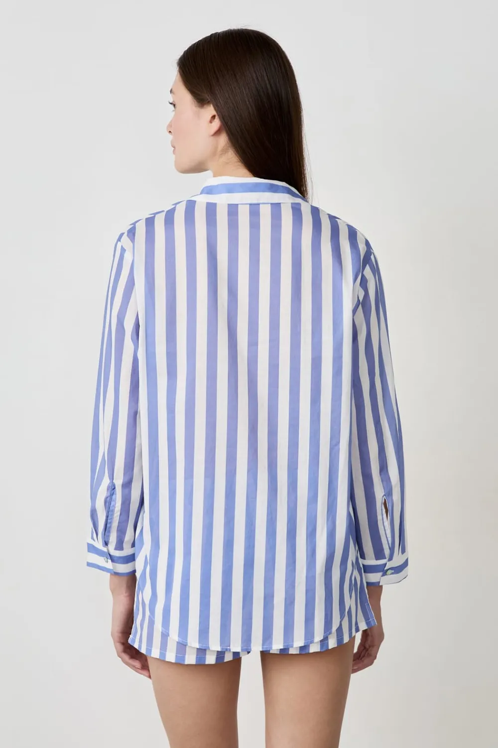 Clearance ETAM Camisa de pijama de rayas de algodón AZUL CLARO