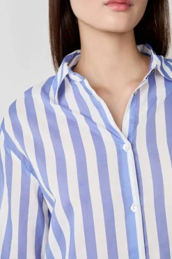 Clearance ETAM Camisa de pijama de rayas de algodón AZUL CLARO