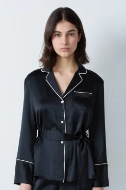 Hot ETAM Camisa de pijama de satén NEGRO