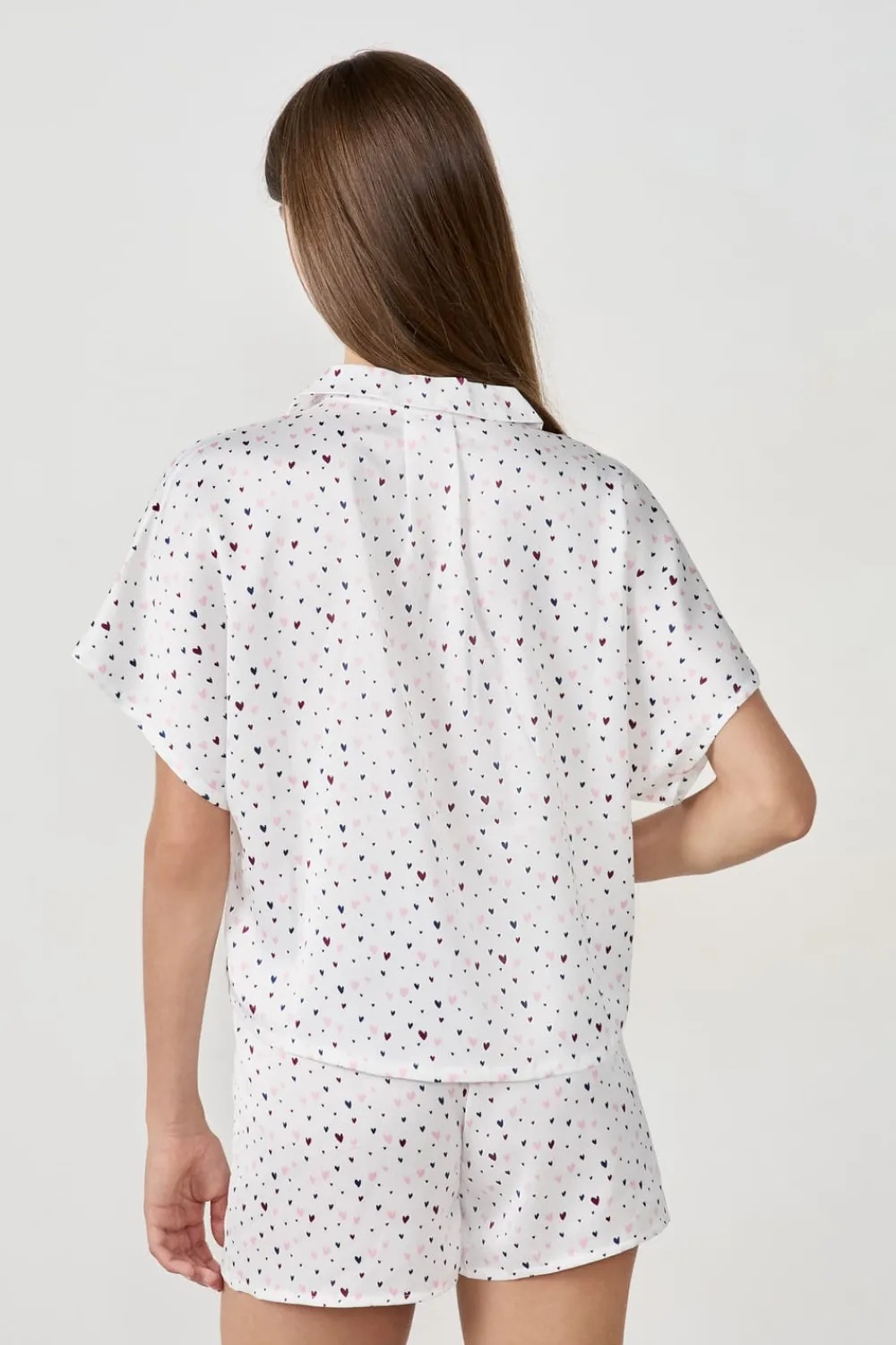 New ETAM Camisa de pijama de satén con estampado de corazones MULTICOLOR