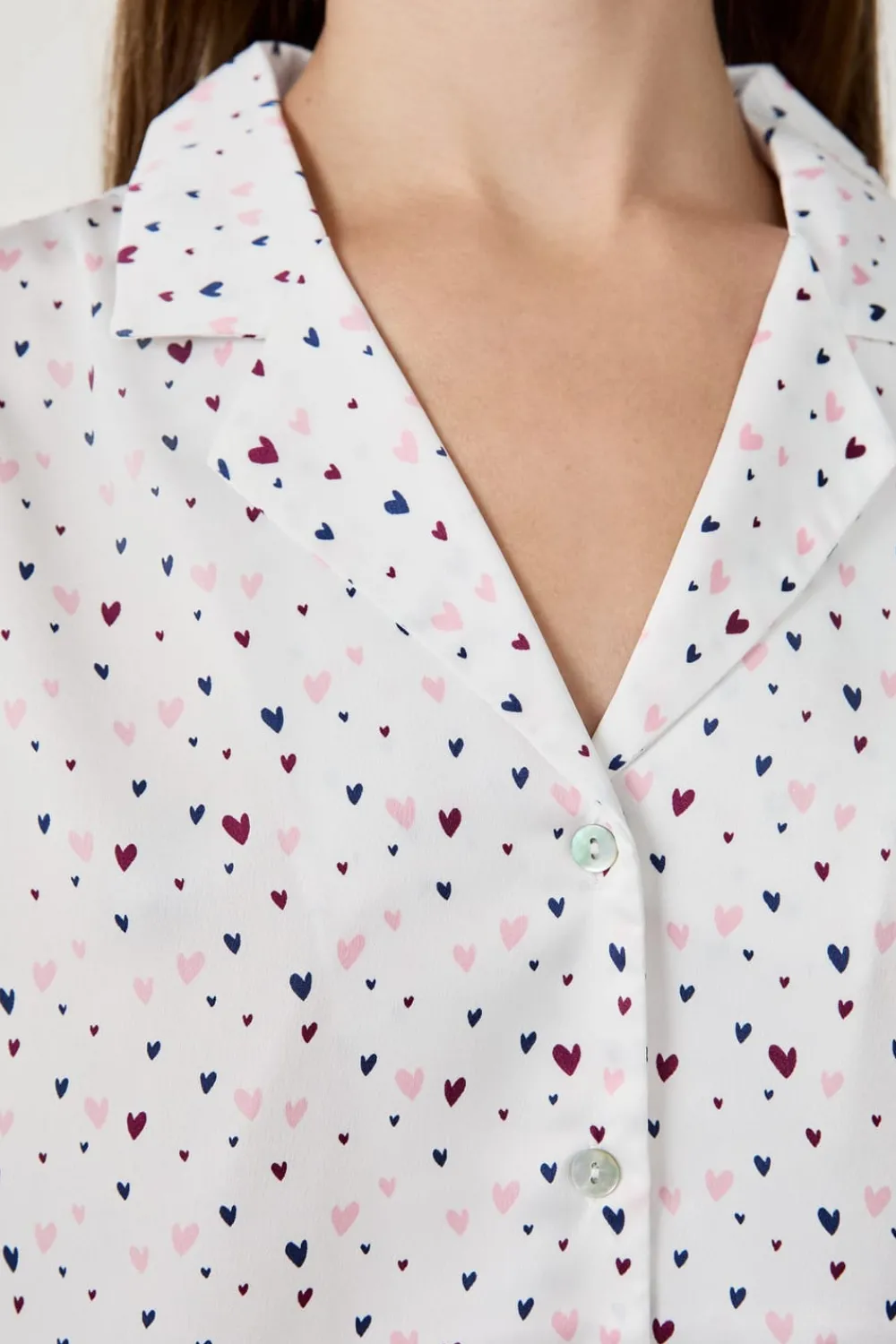 New ETAM Camisa de pijama de satén con estampado de corazones MULTICOLOR