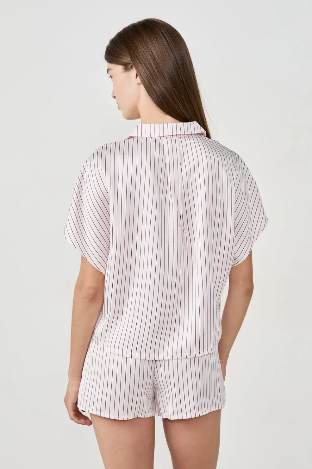 Sale ETAM Camisa de pijama de satén a rayas IMP FD ECRU