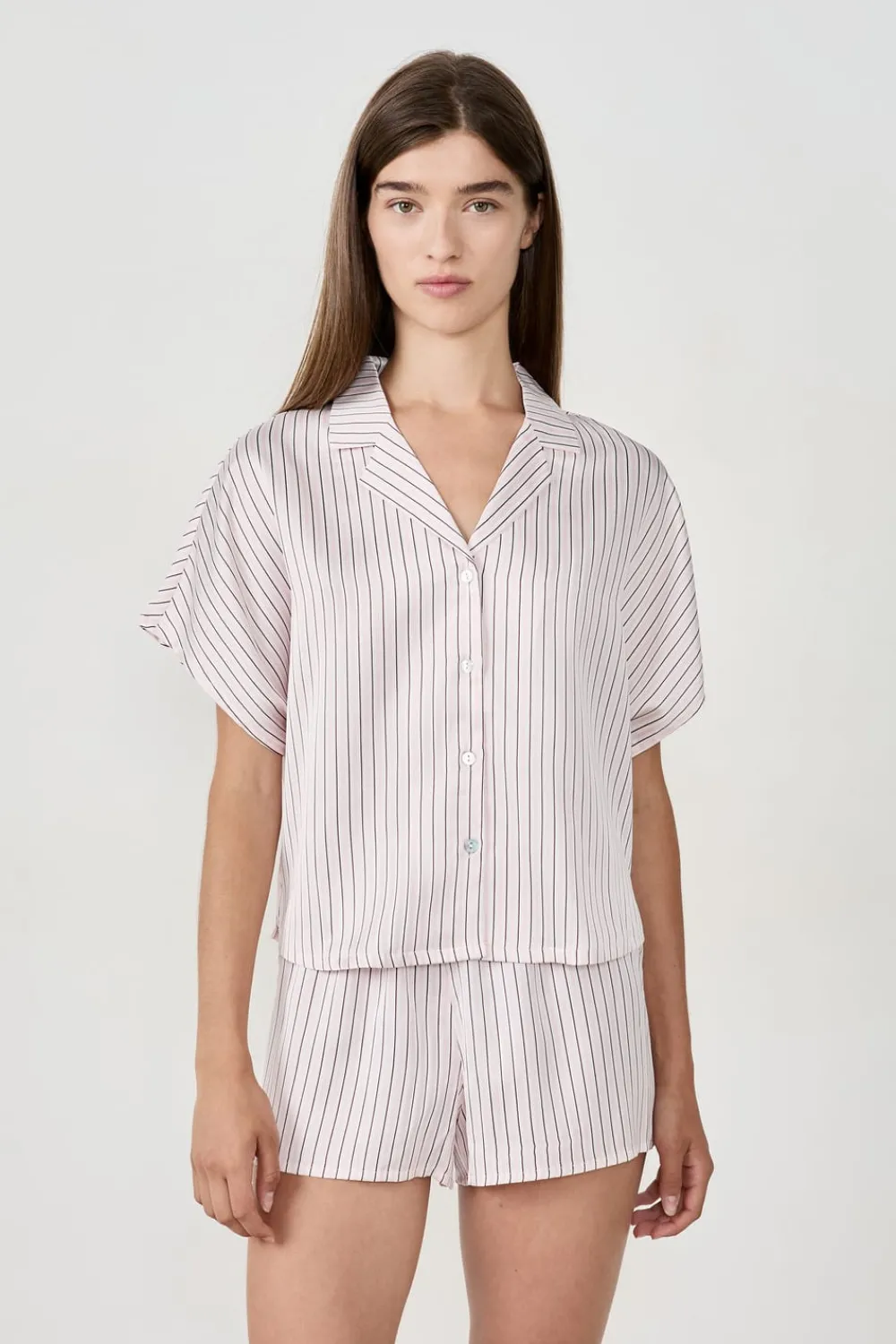 Sale ETAM Camisa de pijama de satén a rayas IMP FD ECRU