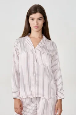 ETAM Camisa de pijama de satén a rayas IMP FD ECRU