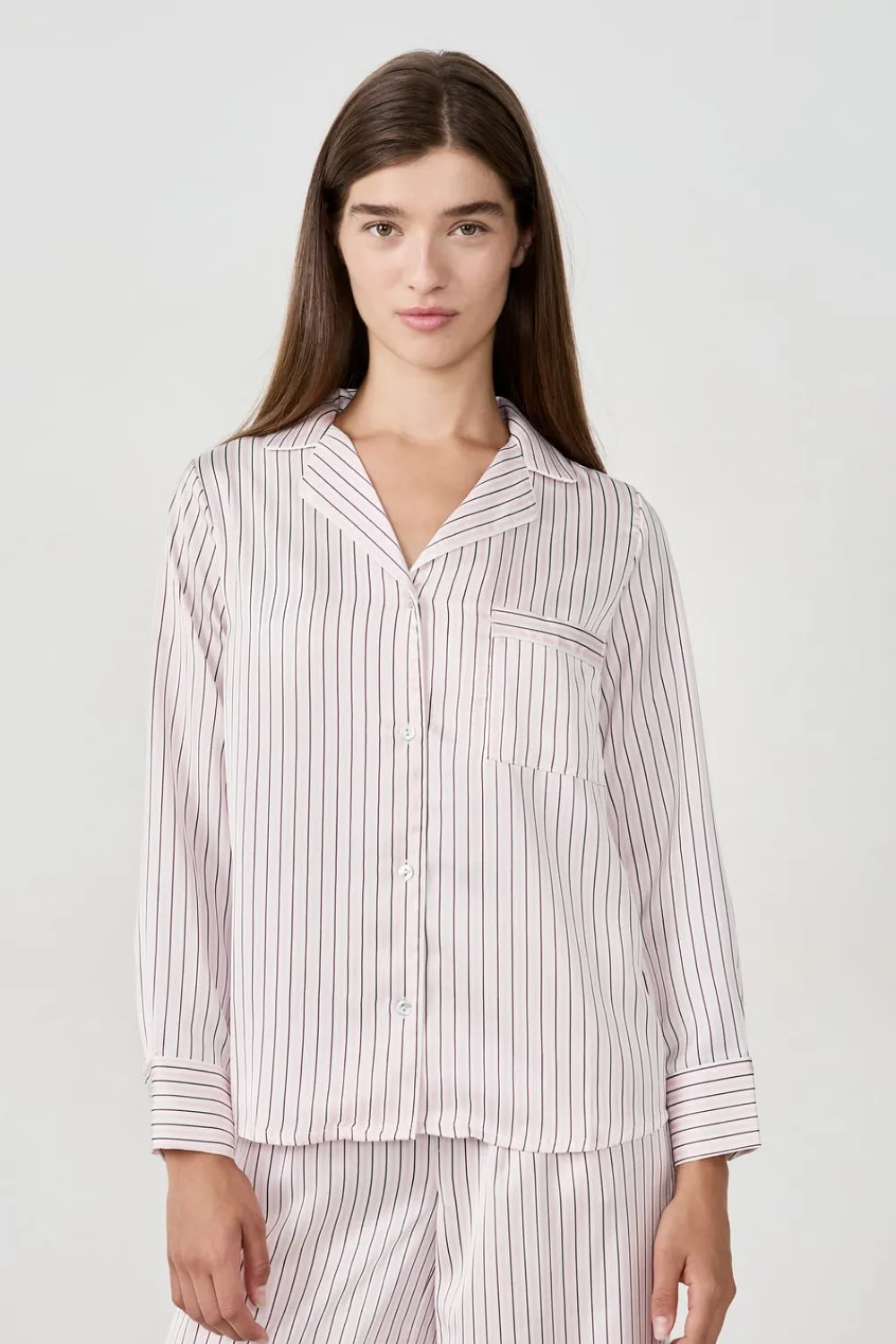 ETAM Camisa de pijama de satén a rayas IMP FD ECRU