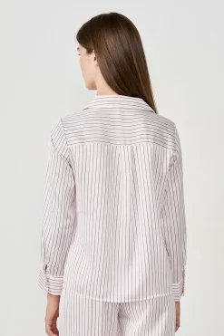 ETAM Camisa de pijama de satén a rayas IMP FD ECRU