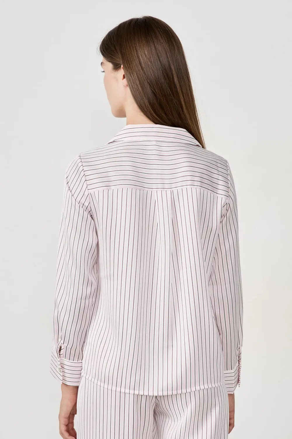 ETAM Camisa de pijama de satén a rayas IMP FD ECRU