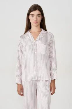 ETAM Camisa de pijama de satén a rayas IMP FD ECRU