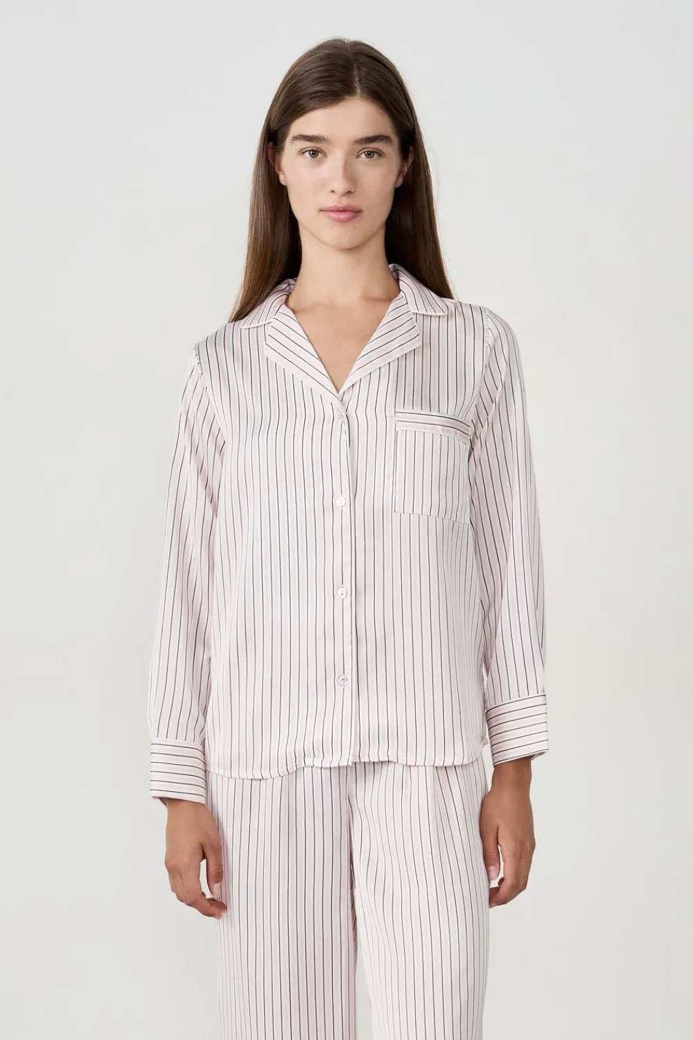 ETAM Camisa de pijama de satén a rayas IMP FD ECRU
