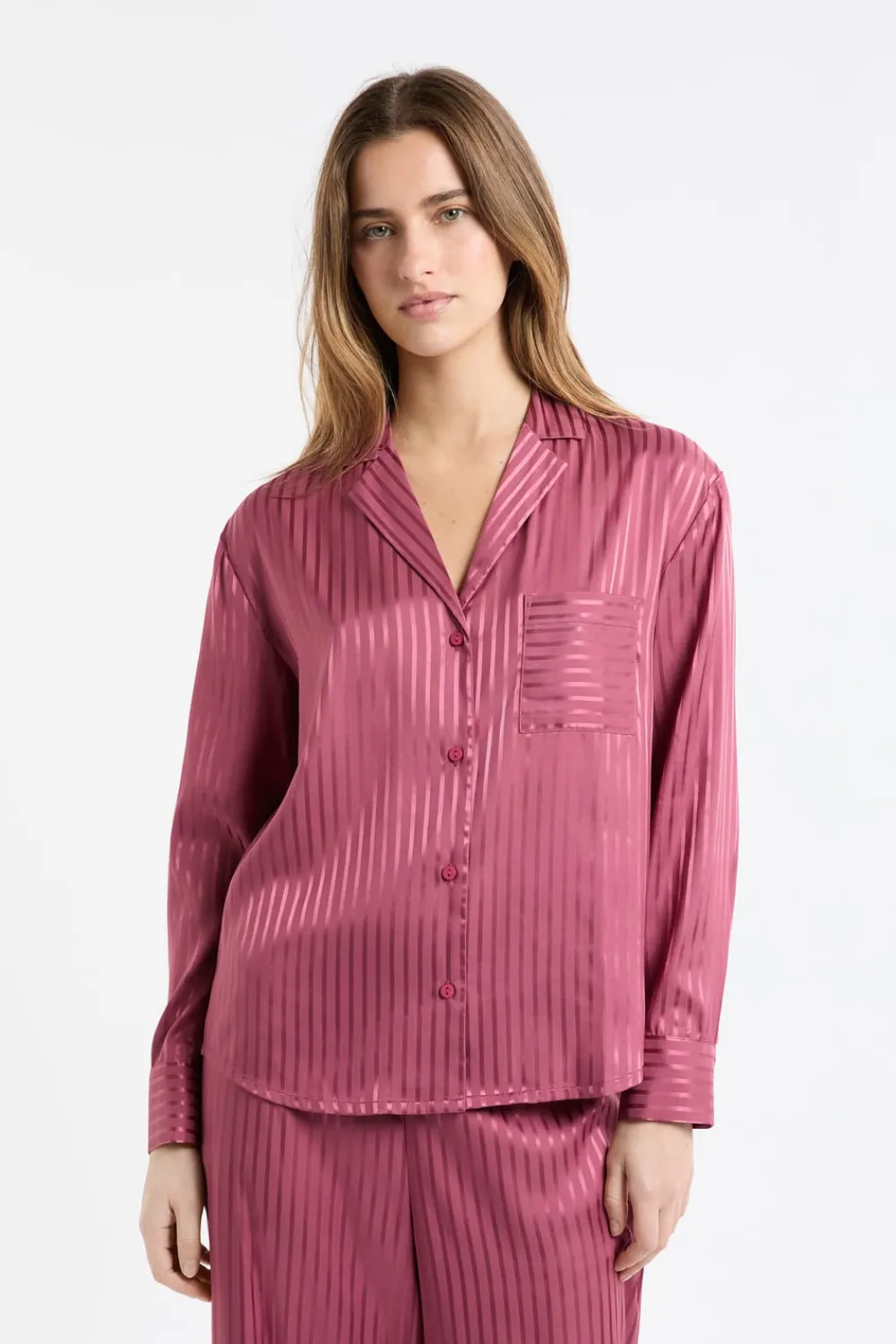 Sale ETAM Camisa de pijama de satén a rayas PETUNIA