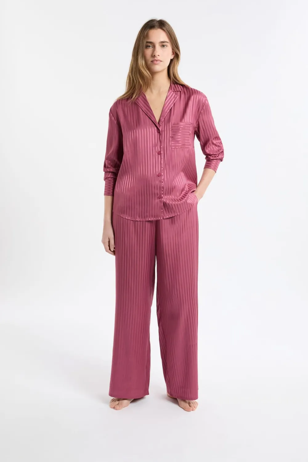 Sale ETAM Camisa de pijama de satén a rayas PETUNIA